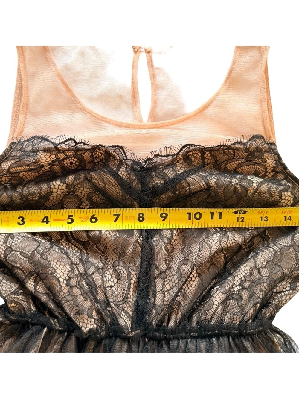 Pins & Needles Black Blush Lace Tulle Babydoll Mini Dress Keyhole Back Sz S - Picture 8 of 9